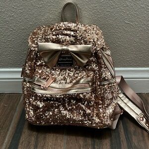 Rose Gold Sequin Minnie Mouse Loungefly Backpack - image 1